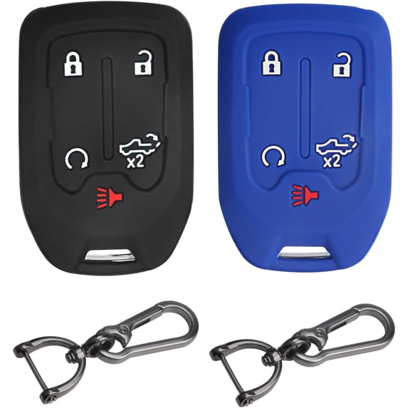 Key Fob Cover Compatible with GMC Sierra 1500 2500HD 3500HD Chevrolet Silverado 2021-2025 Keychain Case Holder Protector,Black/Blue