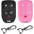 thumbnail image 1 of Key Fob Cover Compatible with GMC Sierra 1500 2500HD 3500HD Chevrolet Silverado 2021-2025 Keychain Case Holder Protector,Black/Pink, 1 of 6
