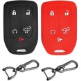 thumbnail image 1 of Key Fob Cover Compatible with GMC Sierra 1500 2500HD 3500HD Chevrolet Silverado 2021-2025 Keychain Case Holder Protector,Black/Red, 1 of 6
