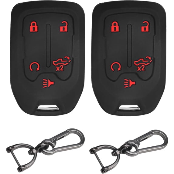 Key Fob Cover Compatible with GMC Sierra 1500 2500HD 3500HD Chevrolet Silverado 2021-2025 Keychain Case Holder Protector,Black red/Black red