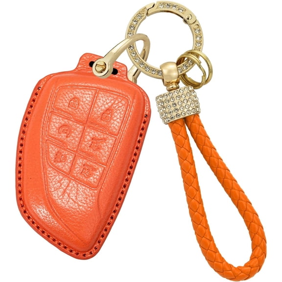 Key Fob Cover Compatible with GMC Sierra 1500 Hummer EV Yukon Canyon Acadia Terrain 2024-2026 Keychain Case Holder Protector,Orange