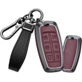 thumbnail image 1 of Key Fob Cover Compatible with Genesis G70 G80 G90 GV70 GV80 GV90 2017-2020 4 Button Keychain Case Holder Protector,B Leather-keychain-red, 1 of 6