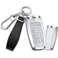 thumbnail image 1 of Key Fob Cover Compatible with Genesis G80 GV80 GV70 G90 8 Button Keychain Case Holder Protector,B Leather-keychain-white, 1 of 6