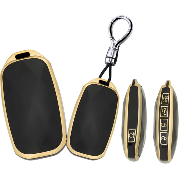 Key Fob Cover Compatible with Genesis GV60 GV80 G70 G90 2022-2025 5 Button Keychain Case Holder Protector,Short Keychain-black