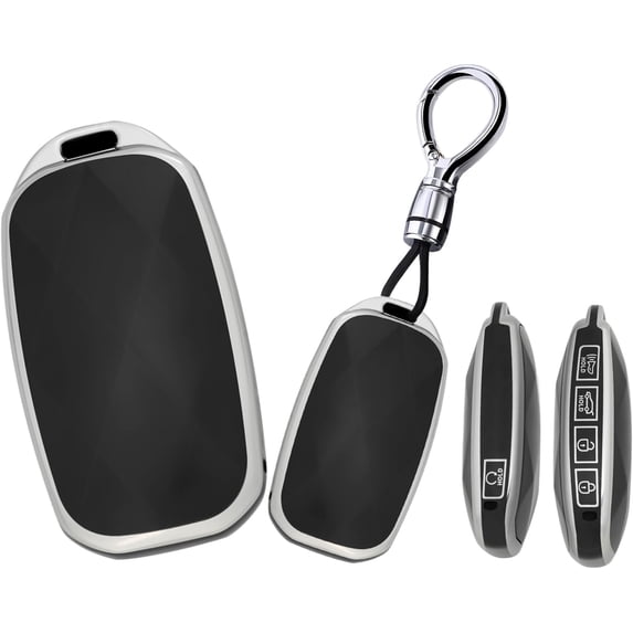 Key Fob Cover Compatible with Genesis GV60 GV80 G70 G90 2022-2025 5 Button Keychain Case Holder Protector,Short Keychain-black