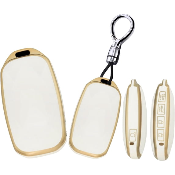 Key Fob Cover Compatible with Genesis GV60 GV80 G70 G90 2022-2025 5 Button Keychain Case Holder Protector,Short Keychain-white