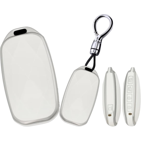 Key Fob Cover Compatible with Genesis GV60 GV80 G70 G90 2022-2025 5 Button Keychain Case Holder Protector,Short Keychain-white