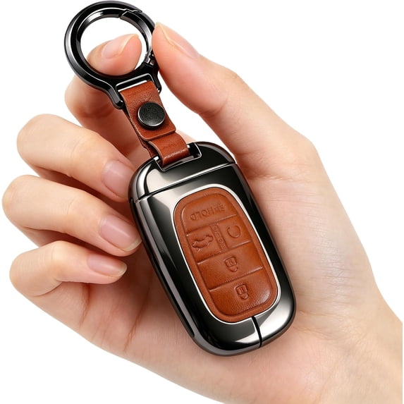 Key Fob Cover Compatible with Honda Accord Civic CR-V HR-V Pilot Ridgeline 2022-2026 5 Button Metal Keychain Case Holder Protector,brown