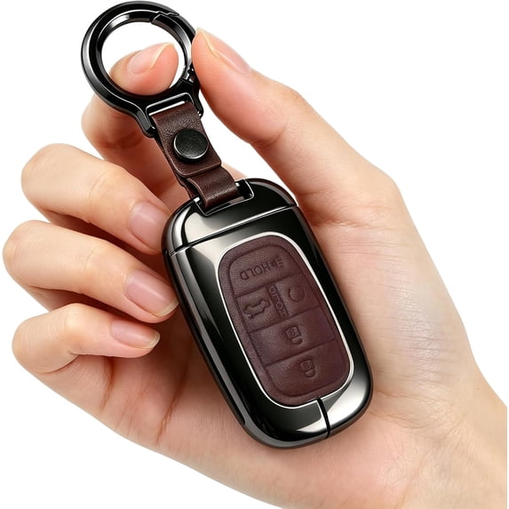 Key Fob Cover Compatible with Honda Accord Civic CR-V HR-V Pilot Ridgeline 2022-2026 5 Button Metal Keychain Case Holder Protector,coffee