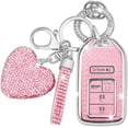 thumbnail image 1 of Key Fob Cover Compatible with Honda Accord Civic CR-V Pilot Passport Insight EX EX-L Odyssey 2016-2022 Keychain Case Holder Protector,Silver/Pink, 1 of 6