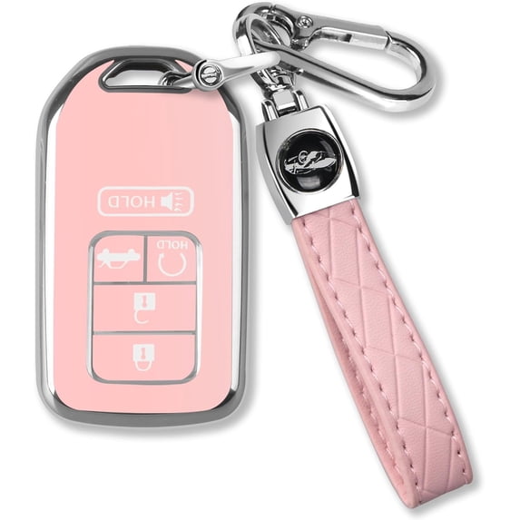Key Fob Cover Compatible with Honda Accord Civic Pilot CR-V Passport Insight EX Odyssey 2015-2021 Keychain Case Holder Protector,Pink