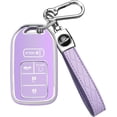 thumbnail image 1 of Key Fob Cover Compatible with Honda Accord Civic Pilot CR-V Passport Insight EX Odyssey 2015-2021 Keychain Case Holder Protector,Purple, 1 of 6