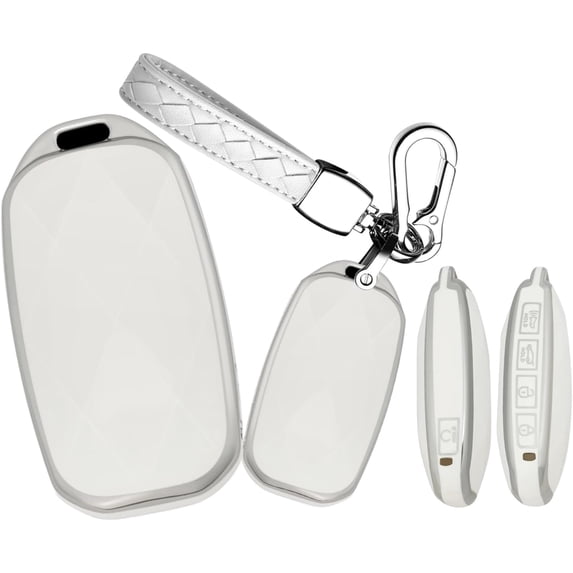 Key Fob Cover Compatible with Hyundai Genesis GV60 GV80 G70 GV70 G90 TPU 5 Button Keychain Case Holder Protector,A White