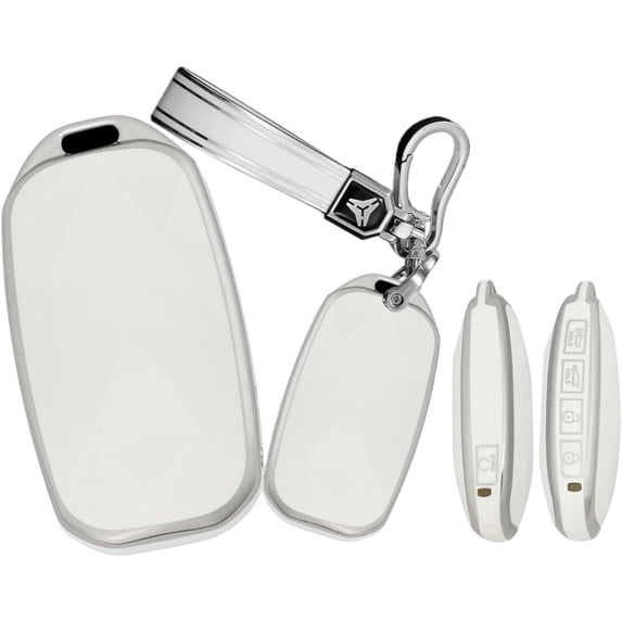 Key Fob Cover Compatible with Hyundai Genesis GV60 GV80 G70 GV70 G90 TPU 5 Button Keychain Case Holder Protector,C White