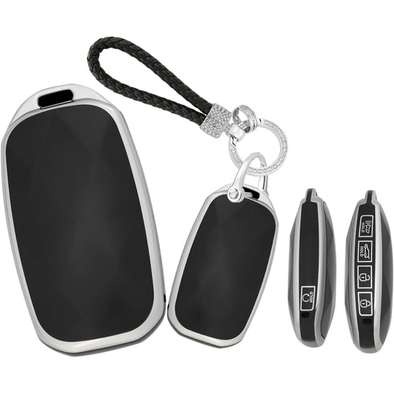 Key Fob Cover Compatible with Hyundai Genesis GV60 GV80 G70 GV70 G90 TPU 5 Button Keychain Case Holder Protector,D Black