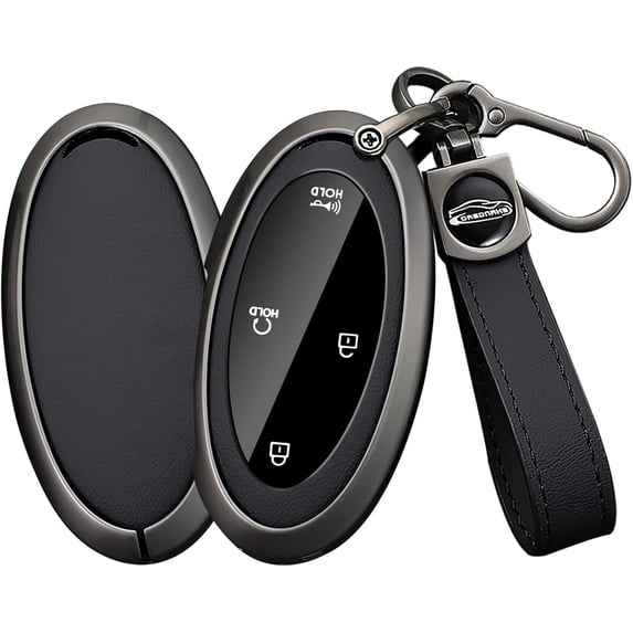 Key Fob Cover Compatible with Hyundai Ioniq 6 Grandeur KONA 2023-2024 5-7 Button Keychain Case Holder Protector,Long-black