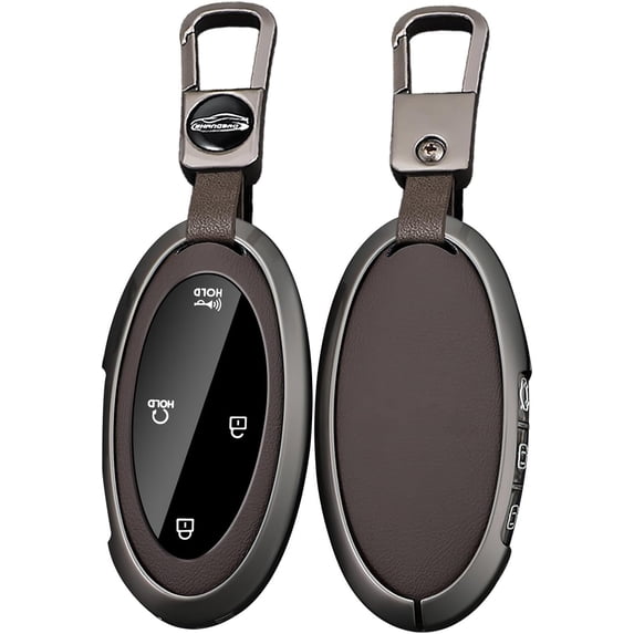 Key Fob Cover Compatible with Hyundai Ioniq 6 Grandeur KONA 2023-2024 5-7 Button Keychain Case Holder Protector,Short-brown