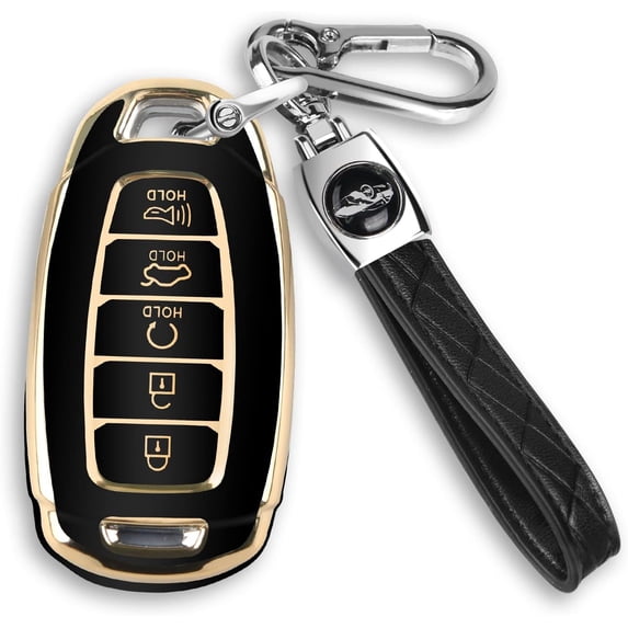 Key Fob Cover Compatible with Hyundai Palisade Elantra Keychain Case Holder Protector,Black