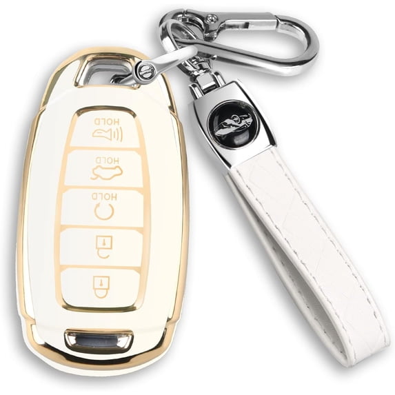 Key Fob Cover Compatible with Hyundai Palisade Elantra Keychain Case Holder Protector,White