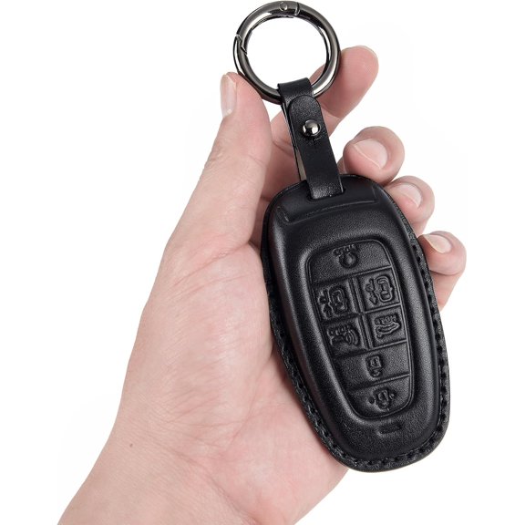 Key Fob Cover Compatible with Hyundai Sonata Nexo Santa Fe Tucson Leather Keychain Case Holder Protector,1
