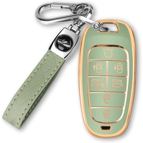 Key Fob Cover Compatible with Hyundai Sonata Santa Fe Tucson 2020-2023 7 Button TPU Keychain Case Holder Protector,A:green