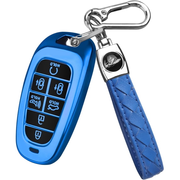 Key Fob Cover Compatible with Hyundai Sonata Santa Fe Tucson 2020-2023 7 Button TPU Keychain Case Holder Protector,B:blue