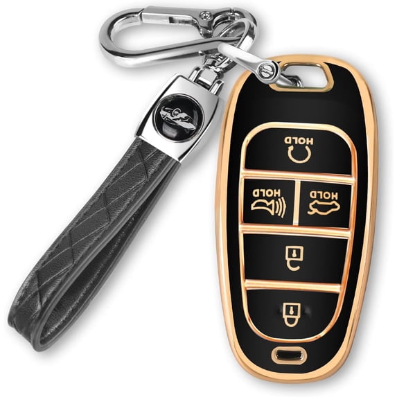 Key Fob Cover Compatible with Hyundai Sonata Santa Fe Tucson 2024-2021 Keychain Case Holder Protector,A:black