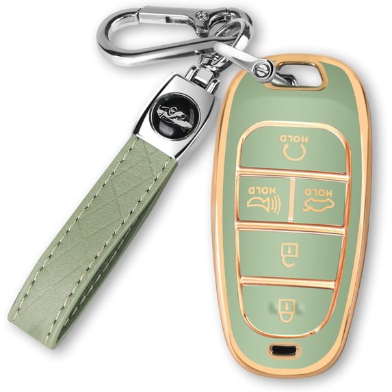 Key Fob Cover Compatible with Hyundai Sonata Santa Fe Tucson 2024-2021 Keychain Case Holder Protector,A:green
