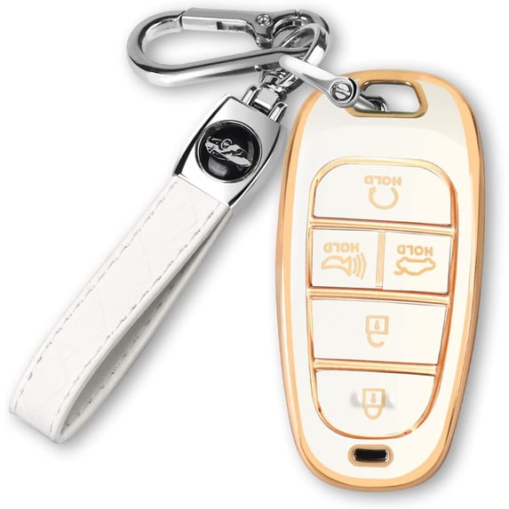 Key Fob Cover Compatible with Hyundai Sonata Santa Fe Tucson 2024-2021 Keychain Case Holder Protector,A:white