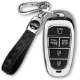 thumbnail image 1 of Key Fob Cover Compatible with Hyundai Sonata Santa Fe Tucson 2024-2021 Keychain Case Holder Protector,B:silver, 1 of 6