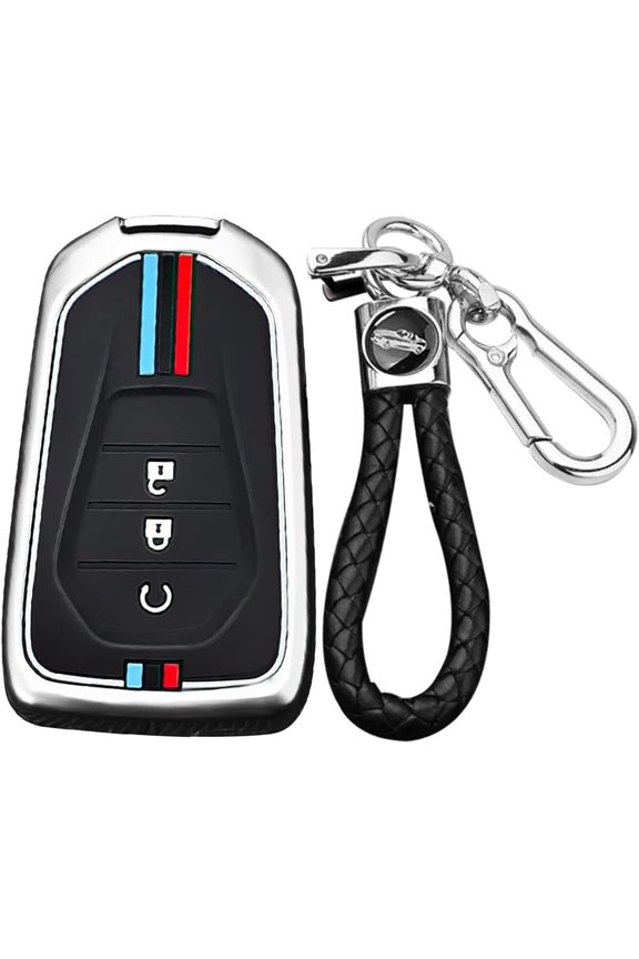Key Fob Cover Compatible with ISUZU New MU-X X Series DMAX D-Max X-Terrain 2020-2023 3 Button Keychain Case Holder Protector,Long Keychain-silver