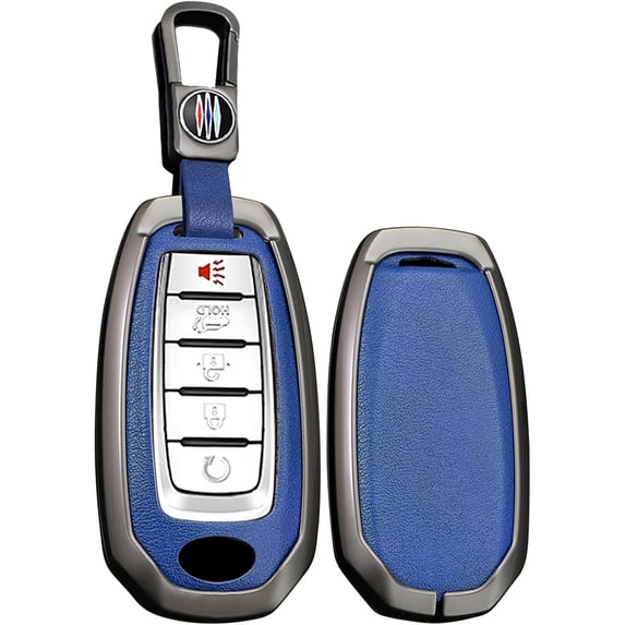 Key Fob Cover Compatible with Infiniti Q50 Q60 QX50 QX55 QX60 5 Button Keychain Case Holder Protector,Short Keychain-blue