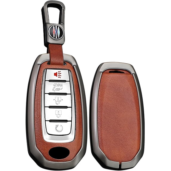 Key Fob Cover Compatible with Infiniti Q50 Q60 QX50 QX55 QX60 5 Button Keychain Case Holder Protector,Short Keychain-brown