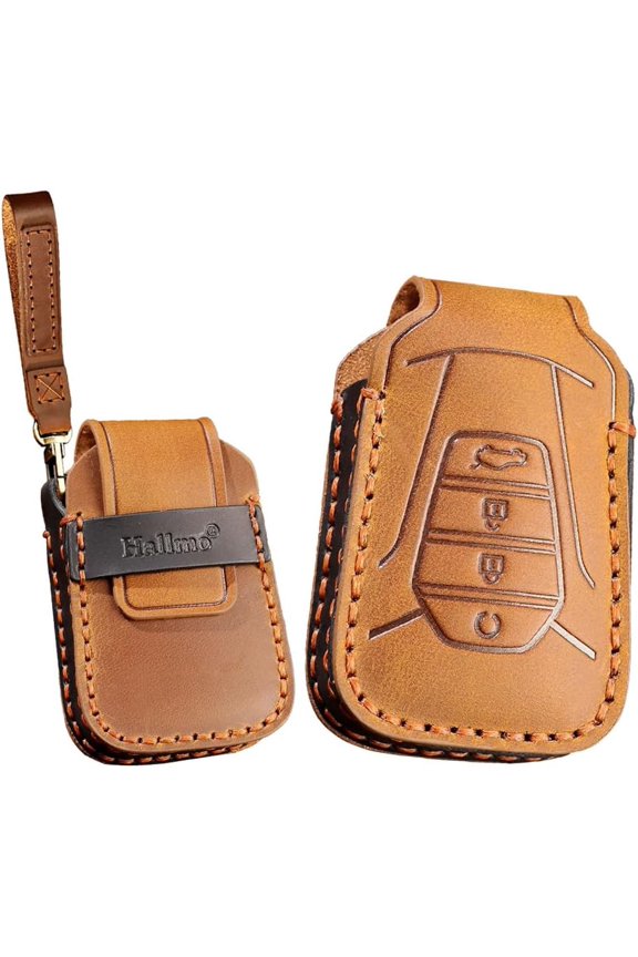 Key Fob Cover Compatible with Isuzu New MU-X X Series DMAX D-Max X-Terrain Pickup 2020-2023 Leather 2/3 Button Keychain Case Holder Protector,1,Brown