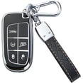 thumbnail image 1 of Key Fob Cover Compatible with Jeep Grand Cherokee Compass Cherokee Renegade Keychain Case Holder Protector,Black, 1 of 7