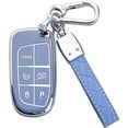 thumbnail image 1 of Key Fob Cover Compatible with Jeep Grand Cherokee Compass Cherokee Renegade Keychain Case Holder Protector,Blue, 1 of 7