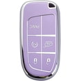 thumbnail image 1 of Key Fob Cover Compatible with Jeep Grand Cherokee Compass Cherokee Renegade Keychain Case Holder Protector,Purple-single Set, 1 of 6