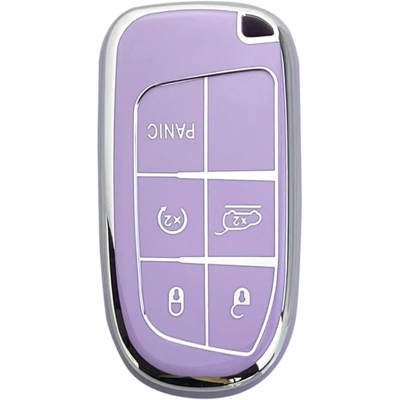 Key Fob Cover Compatible with Jeep Grand Cherokee Compass Cherokee Renegade Keychain Case Holder Protector,Purple-single Set