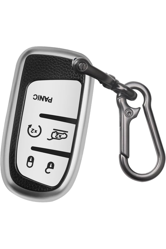 Key Fob Cover Compatible with Jeep Grand Cherokee Renegade Dodge RAM Durango Challenger Keychain Case Holder Protector,Silver,5 Buttons