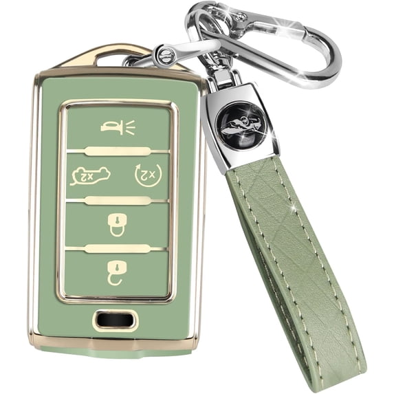 Key Fob Cover Compatible with Jeep Grand Cherokee Wagoneer Grand Cherokee L 2021-2023 Keychain Case Holder Protector,Green