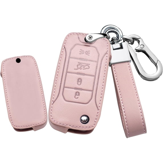 Key Fob Cover Compatible with Jeep Renegade 2015-2020 Keychain Case Holder Protector,Leather Keychain-pink