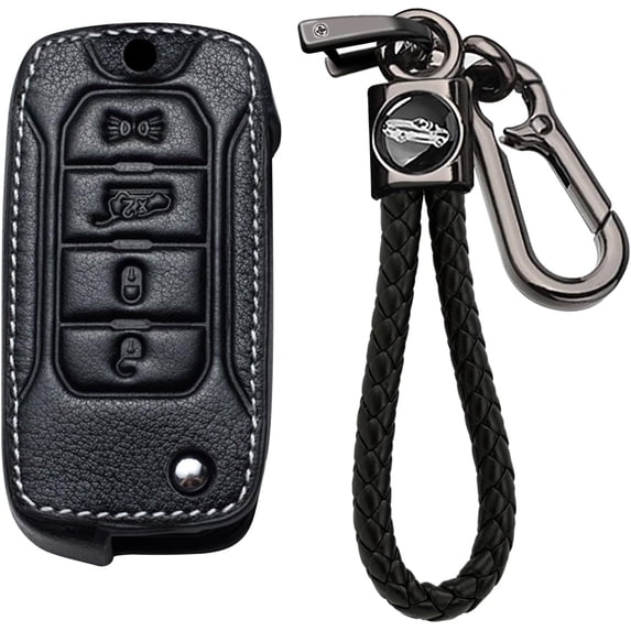 Key Fob Cover Compatible with Jeep Renegade 2015-2020 Keychain Case Holder Protector,long keychain-Black