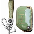 thumbnail image 1 of Key Fob Cover Compatible with Jeep Wrangler JL JLU Gladiator Keychain Case Holder Protector,B Green, 1 of 7