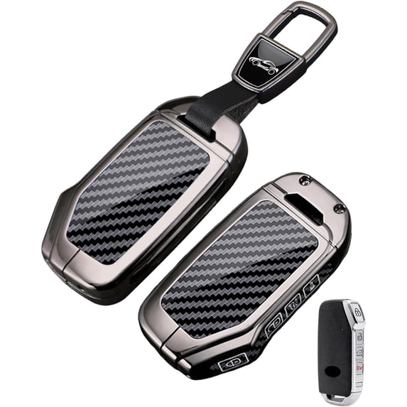 Key Fob Cover Compatible with Kia Forte Telluride K6 Seltos NIRO Sportage Stinger Keychain Case Holder Protector,4-BTN-Panic