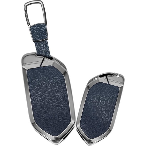 Key Fob Cover Compatible with Kia K5 2026 Sportage 2025 2024 2023 Telluride Carnival Sorento EV5 EV6 EV9 Metal & Leather Car Key Case,Keychain-B-Blue