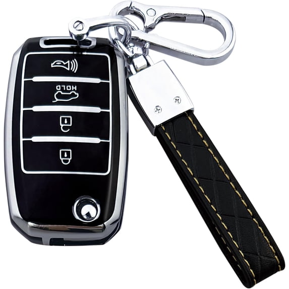 Key Fob Cover Compatible with Kia Sorento Sportage Rio Soul Forte Optima Carens Picanto Keychain Case Holder Protector,Black