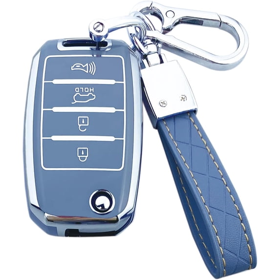 Key Fob Cover Compatible with Kia Sorento Sportage Rio Soul Forte Optima Carens Picanto Keychain Case Holder Protector,Blue