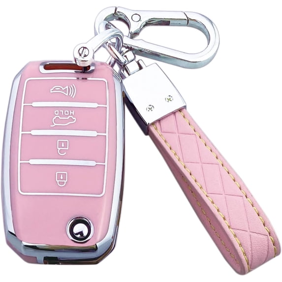 Key Fob Cover Compatible with Kia Sorento Sportage Rio Soul Forte Optima Carens Picanto Keychain Case Holder Protector,Pink