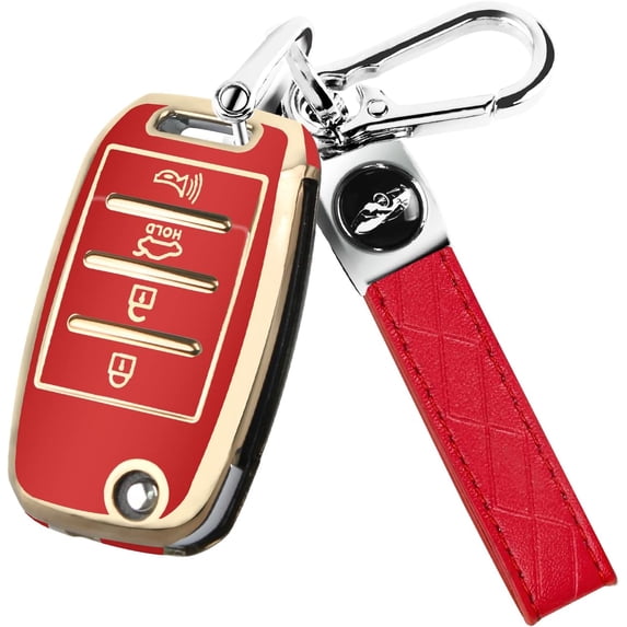 Key Fob Cover Compatible with Kia Sorento Sportage Rio Soul Forte Optima Keychain Case Holder Protector,Red