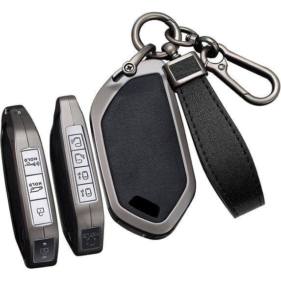 Key Fob Cover Compatible with Kia Telluride 2023-2024 2 Button Keychain Case Holder Protector,Long Keychain-black
